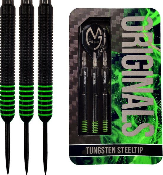 Darts Set - Michael van Gerwen Black-Green Originals - 23 gram - 90% tungsten - dartpijlen van Dart