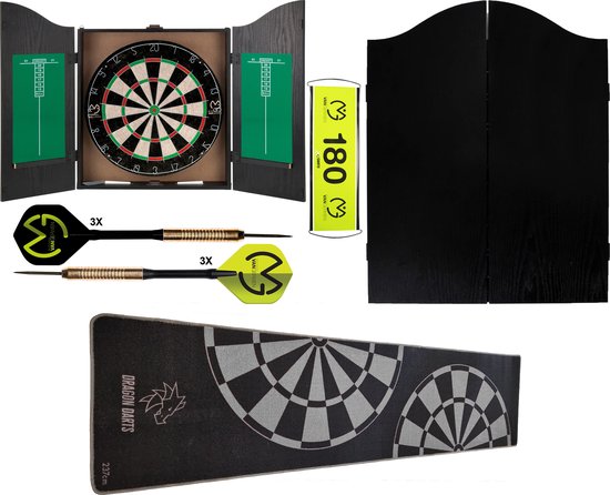 Darts Set Michael van Gerwen - dartkabinet - Home darts centre black - dartkast - dartkabinet met dartbord - inclusief dartmat antraciet van Winmau