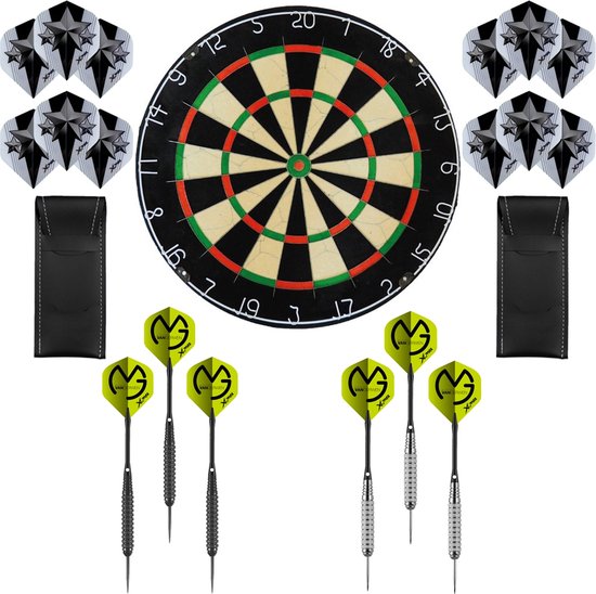 Darts Set Michael van Gerwen Precision set – dartbord – 2 sets - dartpijlen – dart shafts – dart flights – Darts Set Plain dartbord van Dart