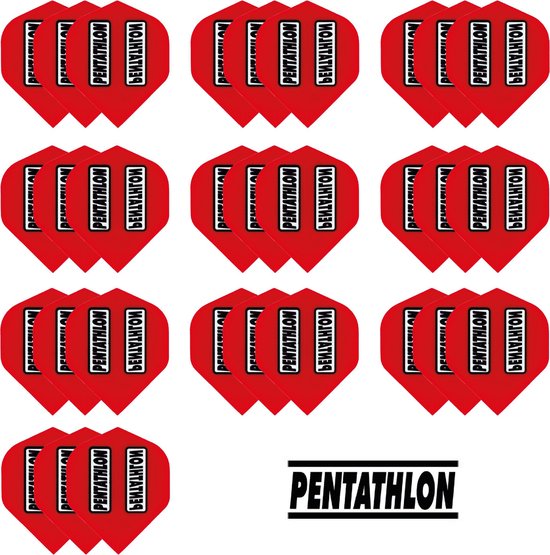Darts Set - Pentathlon – 10 sets (30 stuks) – dart flights - Rood van Dart
