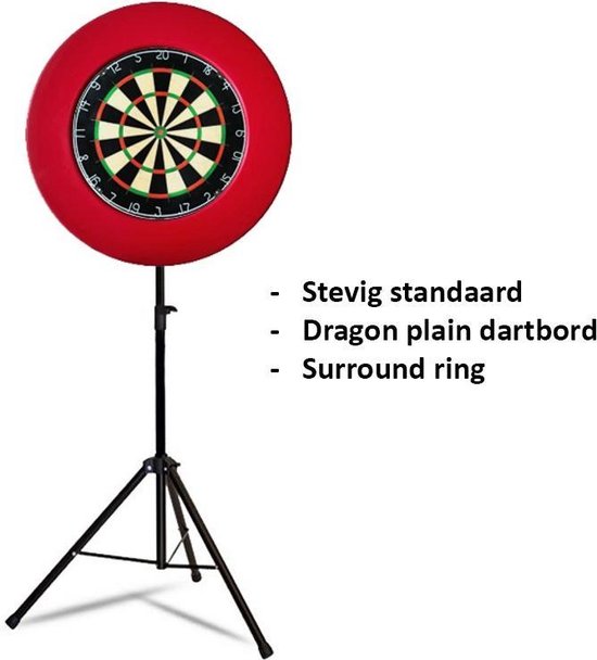 Darts Set - Portable dartbord standaard pakket - inclusief best geteste - dartbord en - dartbord surround ring - rood van Dart