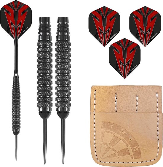 Darts Set Serpent Red - dartpijlen – dart shafts – dart flights – dartpijlen 24 gram – 100% lederen etui van Dart