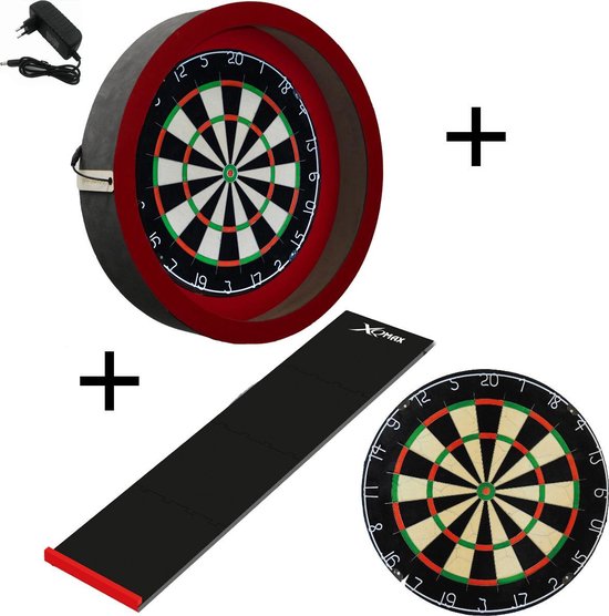 Darts Set - Sorpresa PRO set - Rood-Zwart - dartbord - dartmat - dartbord verlichting van Sorpresa