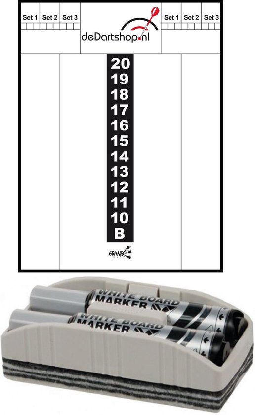 Darts Set - Whitebord - plus wisser en 2 Maxiflo stiften - deDartshop van Dart