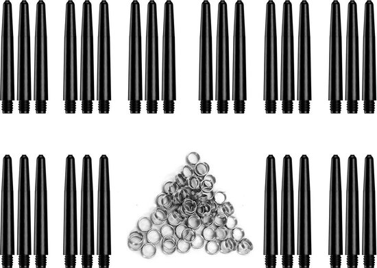 Darts Set zwarte - dart shafts - 10 sets (30 stuks) - Inbetween - darts shafts - plus 8 sets (24 stuks) veerringen van Dart