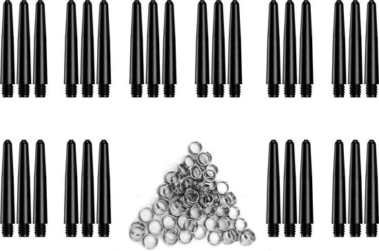 Darts Set zwarte - dart shafts - 10 sets (30 stuks) - short - darts shafts - plus 8 sets (24 stuks) veerringen van Dart