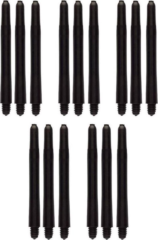Darts Set zwarte dart shafts - 5 sets (15 stuks) - medium - darts shafts van Dart