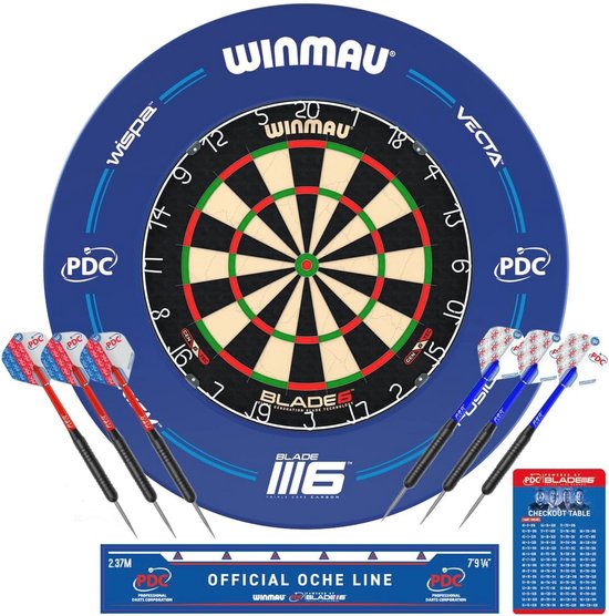 Dartset Blade 6 + PDC Surround - Complete Dartboard Set van Winmau