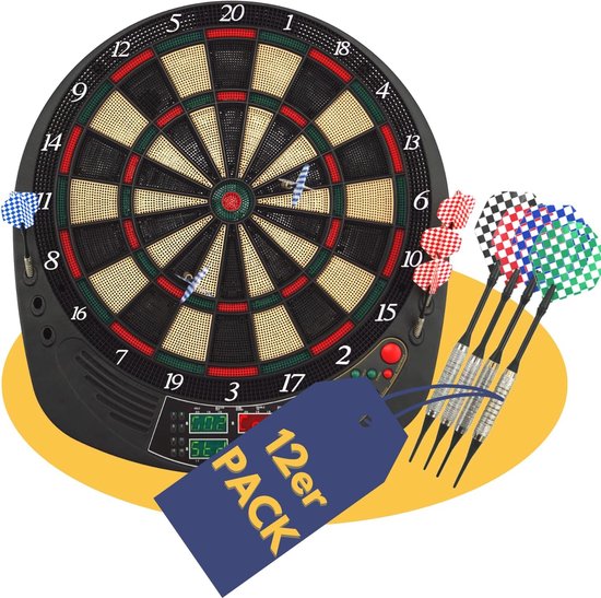 Dartset met 12 Dartpijlen en Elektronisch Dartbord voor 16 Spelers van LifeGoods