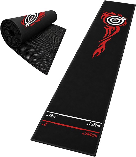 Darttapijt - met vlammen - 60x260 cm - zwart-rood