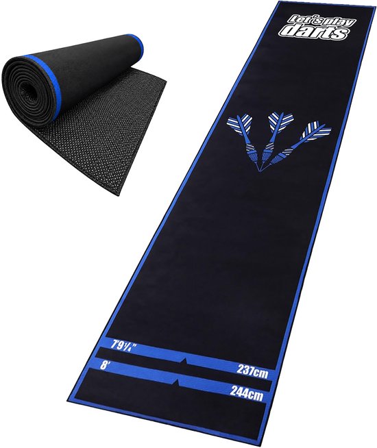 darttapijt - zwart-blauw - 60x260 cm - laten we darten