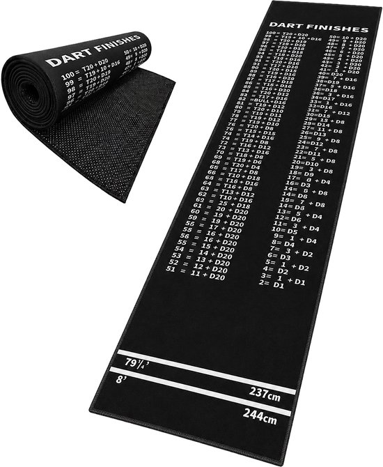 darttapijt - zwart-wit - 60x260 cm - polypropyleen - antislip achterkant