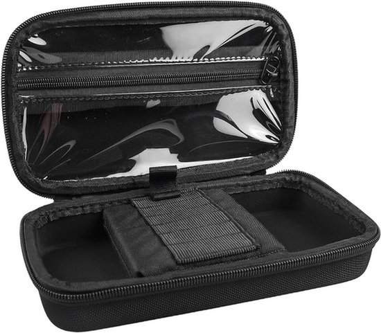 Darttas organizer voor 6 darts met 6 vakken, geschikt voor steeldarts en softdarts, inclusief opbergmogelijkheden voor flights, punten en accessoires in een robuuste zwarte koffer