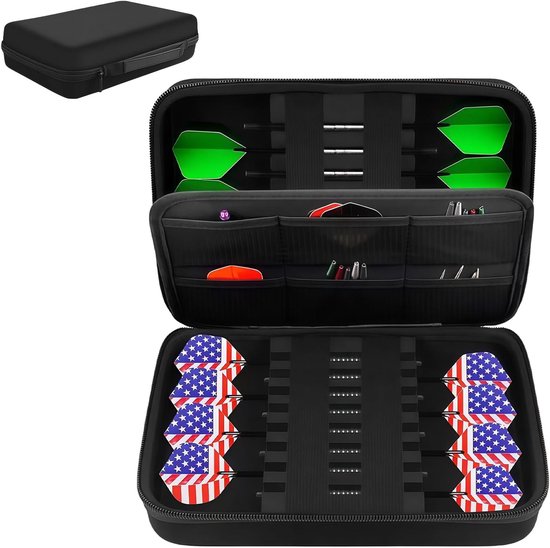 Darttas voor 16 Darts met Meerdere Mesh Vakken, Ideaal voor Darts Accessoires, Draagbare Dart Case voor Tips, Flights en Shafts