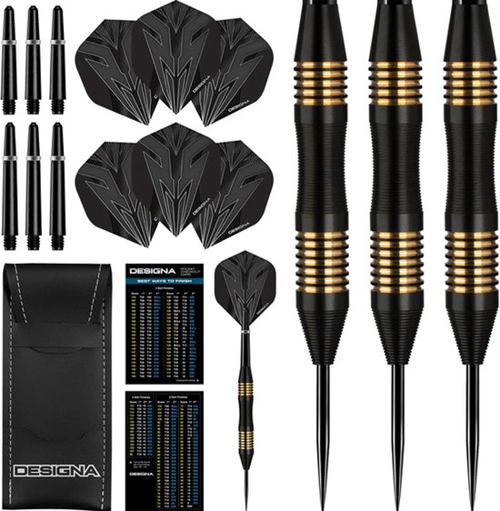 DESIGNA Mako Darts - Steel Tip Electro Brass - Micro Grip - Black van Designa