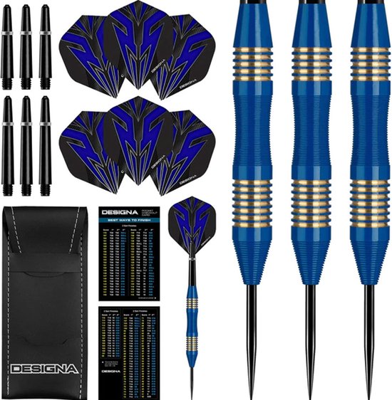 DESIGNA Mako Darts - Steel Tip Electro Brass - Micro Grip - Blue van Designa