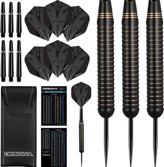 DESIGNA Mako Darts - Steel Tip Electro Brass - Shark Grip - Black van Designa