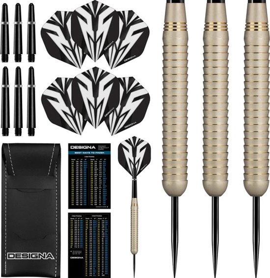 DESIGNA Mako Darts - Steel Tip Electro Brass - Shark Grip - Silver van Designa