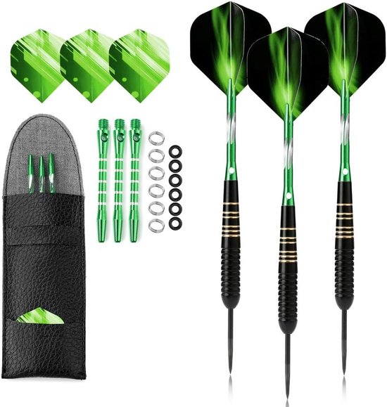 DiverseGoods 3 stuks Professionele Steeldartpijlen - Dartboard Toernooi Set met 23g Darts, PU Case en Zwarte Coating van DiverseGoods