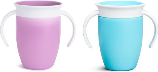 DiverseGoods 360 Tuitbeker, Oefenbekers Beker Set, BPA-Vrije Bekers Met Handvatten, Vaatwasserbestendig, Lekvrije Kinder Drinkbeker, 6+ Maanden -Set van 2, 207ml, Blauw/Paars van DiverseGoods