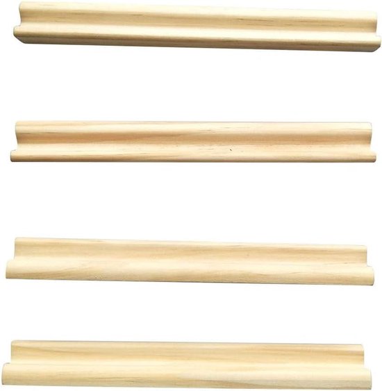 Domino Houten Standaarden - Tegelspel Houders - Gezelschapsspellen - Duurzame Constructie - 4 stuks - Natuurlijk Hout