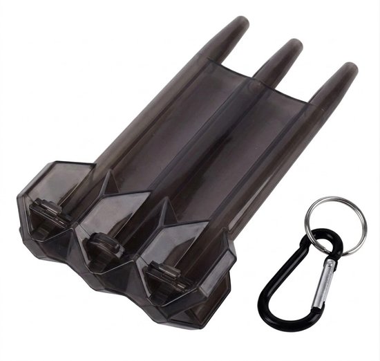 Draagbare dart case met karabijnhaak – compacte dart opbergdoos voor darts en accessoires – stevige kunststof dart etui met vergrendelbare sluiting voor bescherming – dart accessoires voor heren en dames van Merkloos