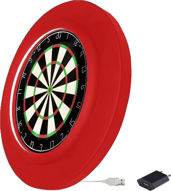 Dragon Darts 2.0 Special Edition - Dartbord Verlichting - Inclusief Plain Dartbord - PU LED Surround - Rood van Dragon Darts
