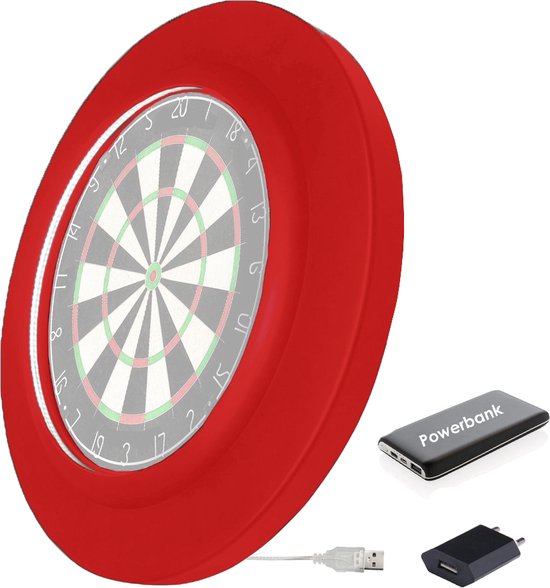 Dragon Darts 2.0 Special Edition - Dartbord Verlichting - Inclusief Powerbank - PU LED Surround - Rood van Dragon Darts