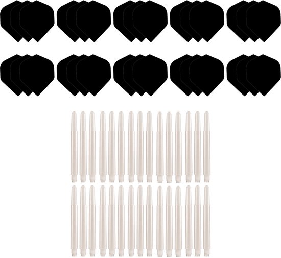 Dragon Darts Dart Flights en Dart Shafts - Multipack - 20 Sets - 60 Stuks - Extra Stevig - Darts Flights - Darts Shafts - Inbetween Wit
