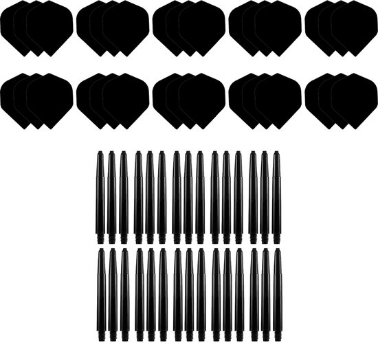 Dragon Darts Dart Flights en Dart Shafts - Multipack - 20 Sets - 60 Stuks - Extra Stevig - Darts Flights - Darts Shafts - Medium Zwart van Merkloos