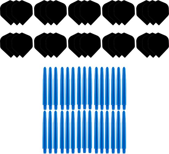 Dragon Darts Dart Flights en Dart Shafts - Multipack - 20 Sets - 60 Stuks - Extra Stevig - Darts Flights - Darts Shafts - Short Blauw