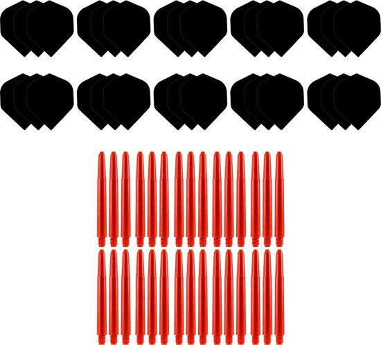 Dragon Darts Dart Flights en Dart Shafts - Multipack - 20 Sets - 60 Stuks - Extra Stevig - Darts Flights - Darts Shafts - Short Rood van Merkloos