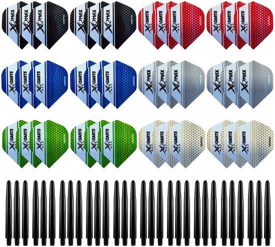 Dragon Darts Dart Flights en Dart Shafts - Multipack - 22 Sets - 66 Stuks - Extra Stevig - Darts Flights - Darts Shafts - Medium van Merkloos