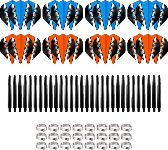 Dragon Darts Dart Flights en Dart Shafts - Multipack - 26 Sets - 78 Stuks - Veerringetjes - Extra Stevig - Darts Flights - Darts Shafts - Cadeau - Model 1 - Blauw/Oranje van Dragon Darts