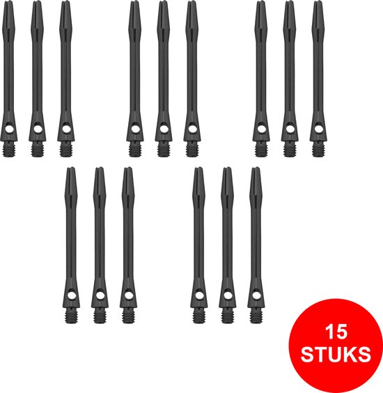 Dragon Darts Dart Shafts - Aluminium Zwart - 5 Sets (15 Stuks) - Medium - Zwarte Darts Shafts van Dragon Darts