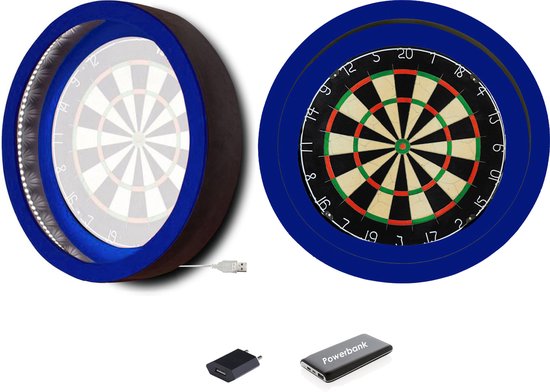 Dragon Darts Lunar Eclipse - Dartbord Verlichting - Inclusief Plain Dartbord en Powerbank - LED Surround - Blauw van Dragon Darts