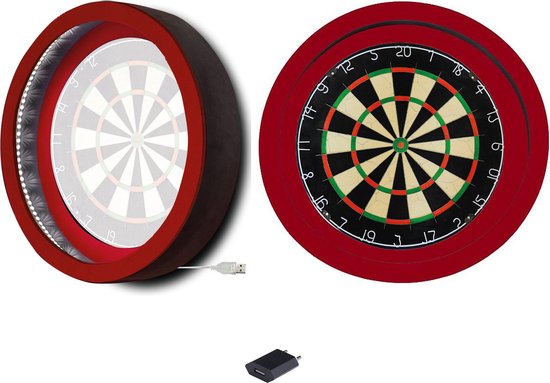 Dragon Darts Lunar Eclipse - Dartbord Verlichting - Inclusief Plain Dartbord - LED Surround - Rood van Dragon