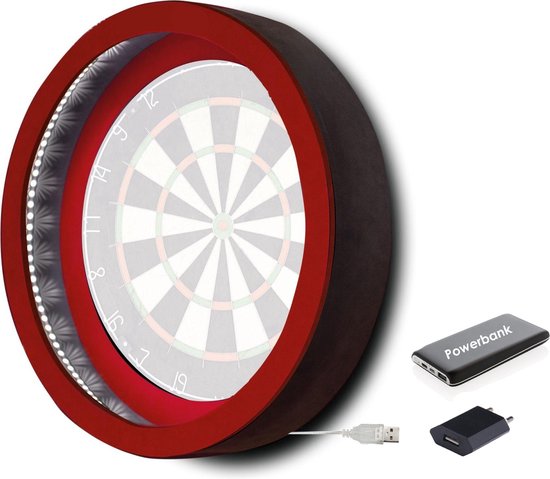 Dragon Darts Lunar Eclipse - Dartbord Verlichting - Inclusief Powerbank - LED Surround - Rood van Dragon