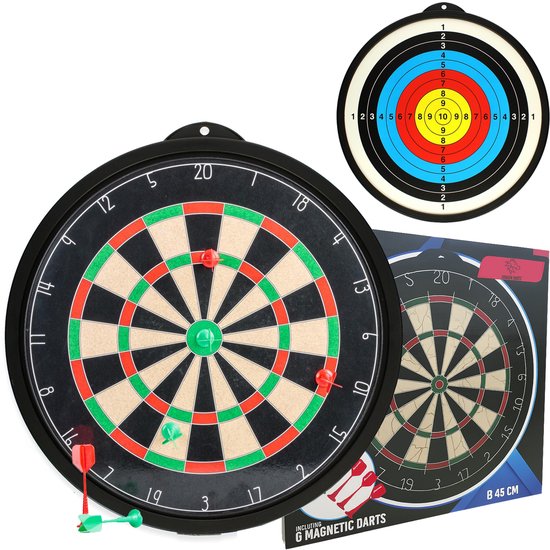 Dragon Darts Magnetisch Dartbord - Dubbelzijdig - Inclusief 6 Magnetische Dartpijlen – Veilig voor Kinderen & Volwassenen - Ø 45 cm van Merkloos