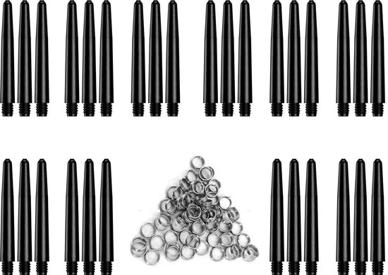 Dragon Darts zwarte - dart shafts - 10 sets (30 stuks) - Inbetween - darts shafts - plus 10 sets (30 stuks) veerringen van Dragon Darts