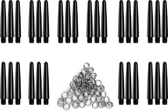 Dragon Darts zwarte - dart shafts - 10 sets (30 stuks) - short - darts shafts - plus 10 sets (30 stuks) veerringen van Dragon Darts