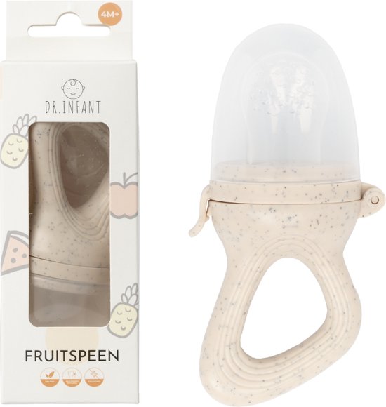 Dr.Infant® Baby fruitspeen (3x) - Bijtring- Fruitspeen- Grote speen- Fruit baby- Baby speen- BPA vrij en 100% siliconen- Kleur: speckeld almond van Dr.Infant
