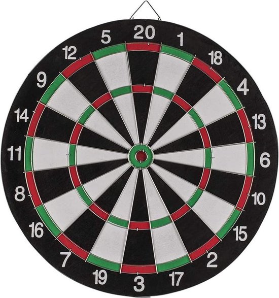 Dubbelzijdig Dartbord met 6 Pijltjes 36.5 cm van Nijdam