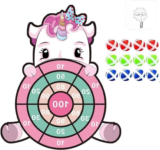Dubbelzijdig Opvouwbaar Dartbord voor Kinderen met 12 Kleverige Bollen - Indoor en Outdoor Spel van Merkloos