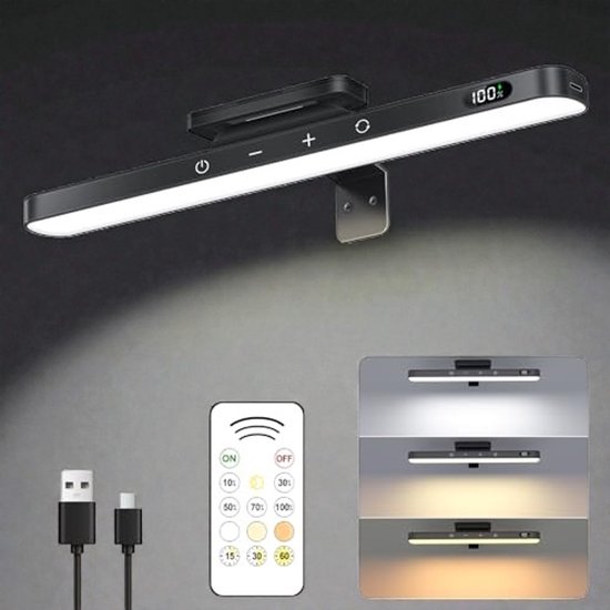 Egoods Dartbord Verlichting - Draadloze Beeldverlichting 5W – Dartbordverlichting - LED Fotolamp met Afstandsbediening – Draaibaar 135° - 3 Kleurtemperaturen & Dimbaar – Oplaadbaar – Timer – Zwart van Egoods