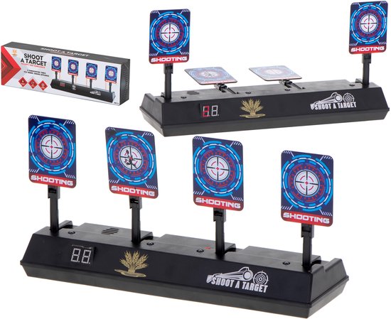 Elektrisch Schietdoel - Digitaal Target met 4 Doelen - Elektronische Schietschijf met Score Teller - Geschikt voor Foam Dart Blasters - Met Licht en Geluid - Schietspel voor Kinderen van Merkloos