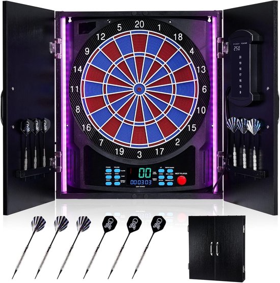 Elektronisch Dartbord - 45 Spellen - Voor 8 Spelers - Inclusief 6 Darts en 50 Tips - Met Scorebord