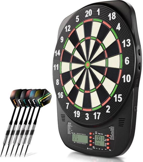 Elektronisch Dartbord - Incl. lcd-scherm - USB-C-poort - 18 darts