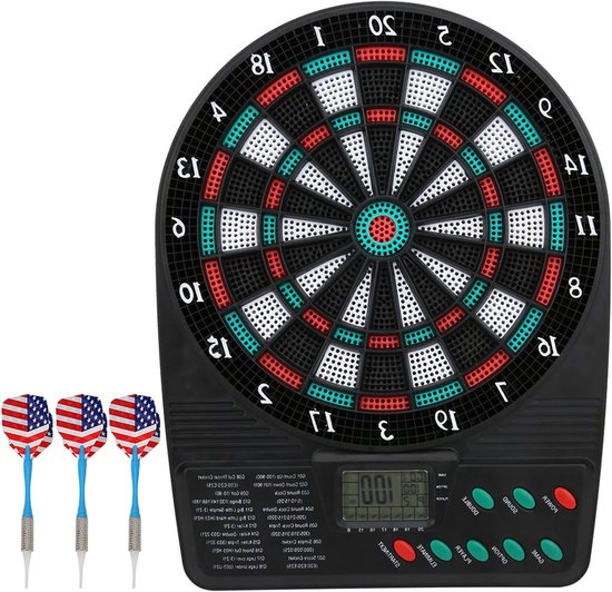 Elektronisch dartbord met LED-verlichting, automatische scoretelling en zachte dartschijven voor gezinsplezier en spelletjesavonden van Merkloos
