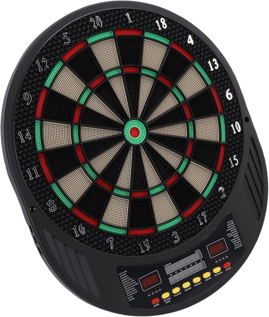 Elektronisch Dartbord - Softtip Dartbord - Familieplezier Spelletjesavond - Automatische Puntentelling - 44x2.5x53cm - Zwart